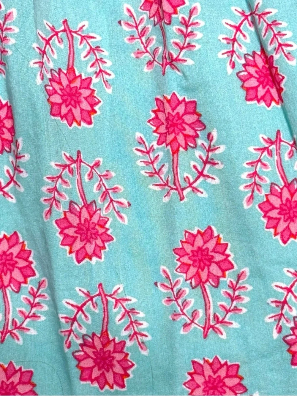 Crewcuts Girls Size 8 Aqua Pink Floral Smocked Dress Puff Sleeve Cotton
